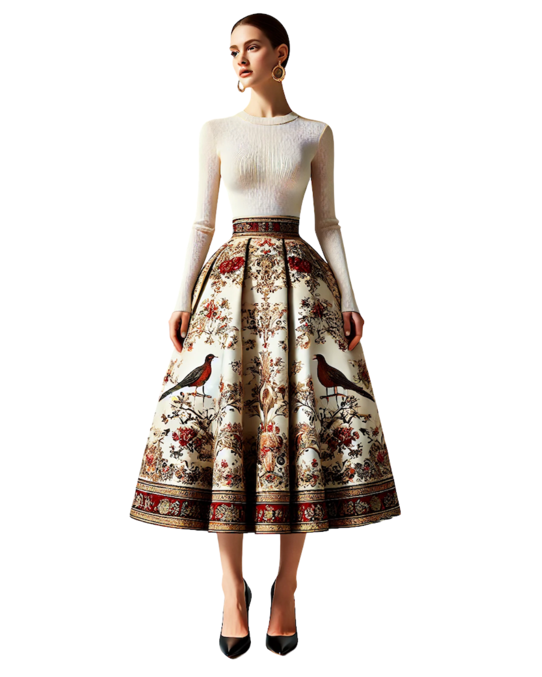 Box-Pleated Midi Skirt